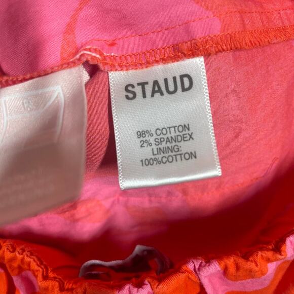 Staud 4 Georgia Romper Red Pink Cotton Blend Floral Halter Neck Tie Back - Picture 11 of 13